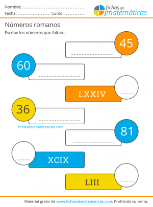 ejercicios de numeros romanos
