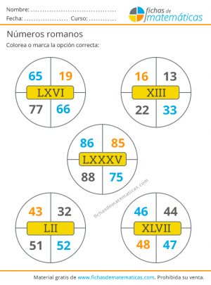 fichas de numeros romanos