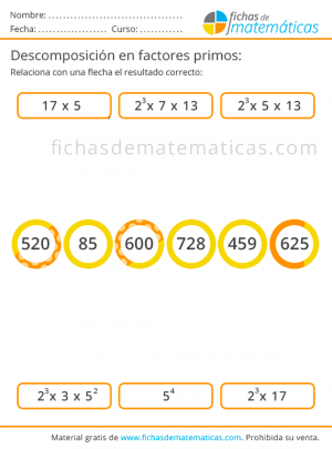 descomponer en factores primos ejercicio gratis