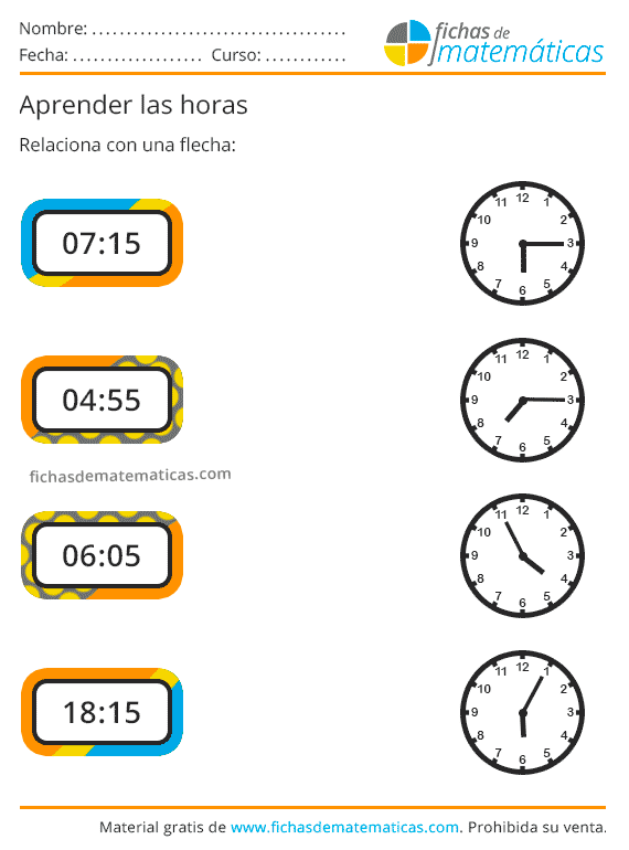 Aprender Las Horas Ejercicios Con Relojes Para Ni os PDF Gratis 