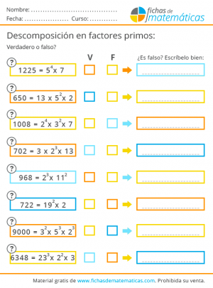 ejercicios para imprimir de potencias y primos