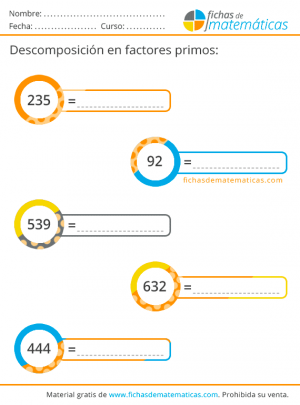 imprimir ejercicios de descomposición de primos