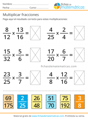 ejercicio recortable con fracciones