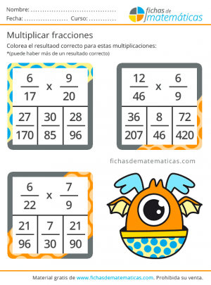 ejercicios de fracciones para aprender a multiplicar