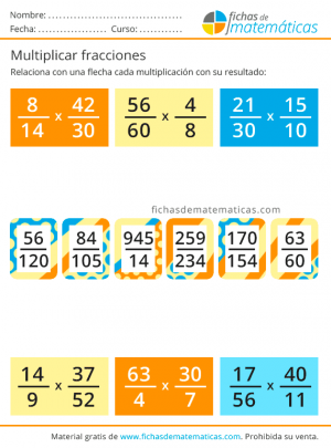 fichas de fracciones para niños