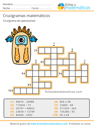 imprimir crucigramas matemáticos