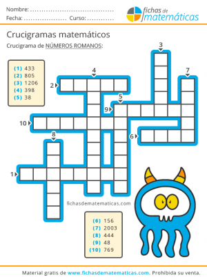 números romanos crucigrama