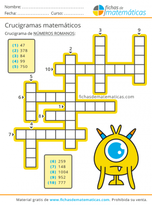 pasatiempos con números romanos