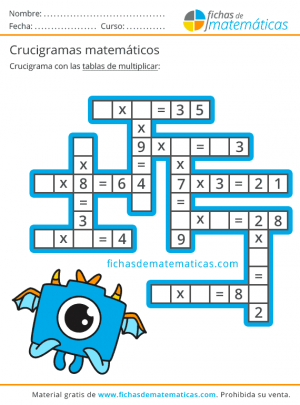 tablas de multiplicar crucigrama