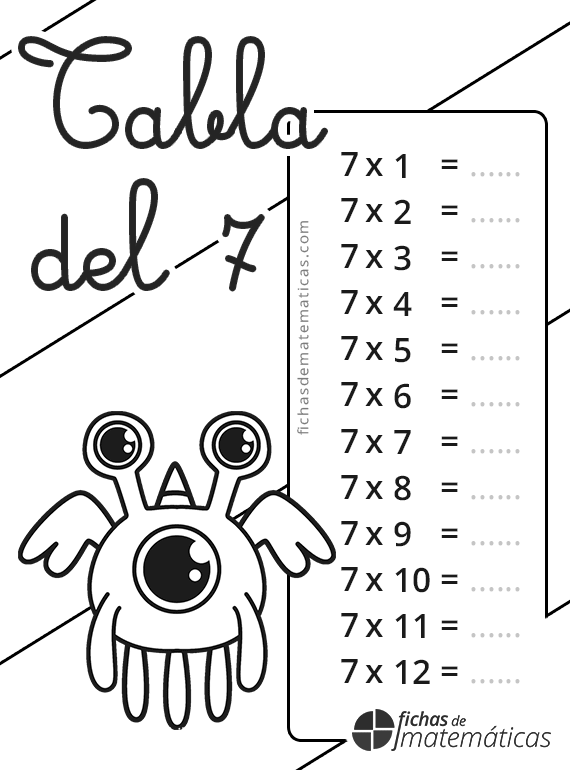 Tabla del 7. Tablas de Multiplicar para Primaria + PDF GRATIS